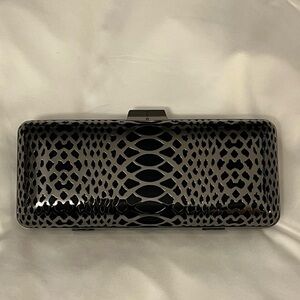 BCBG Max Azria Hard Clutch Silver/Black